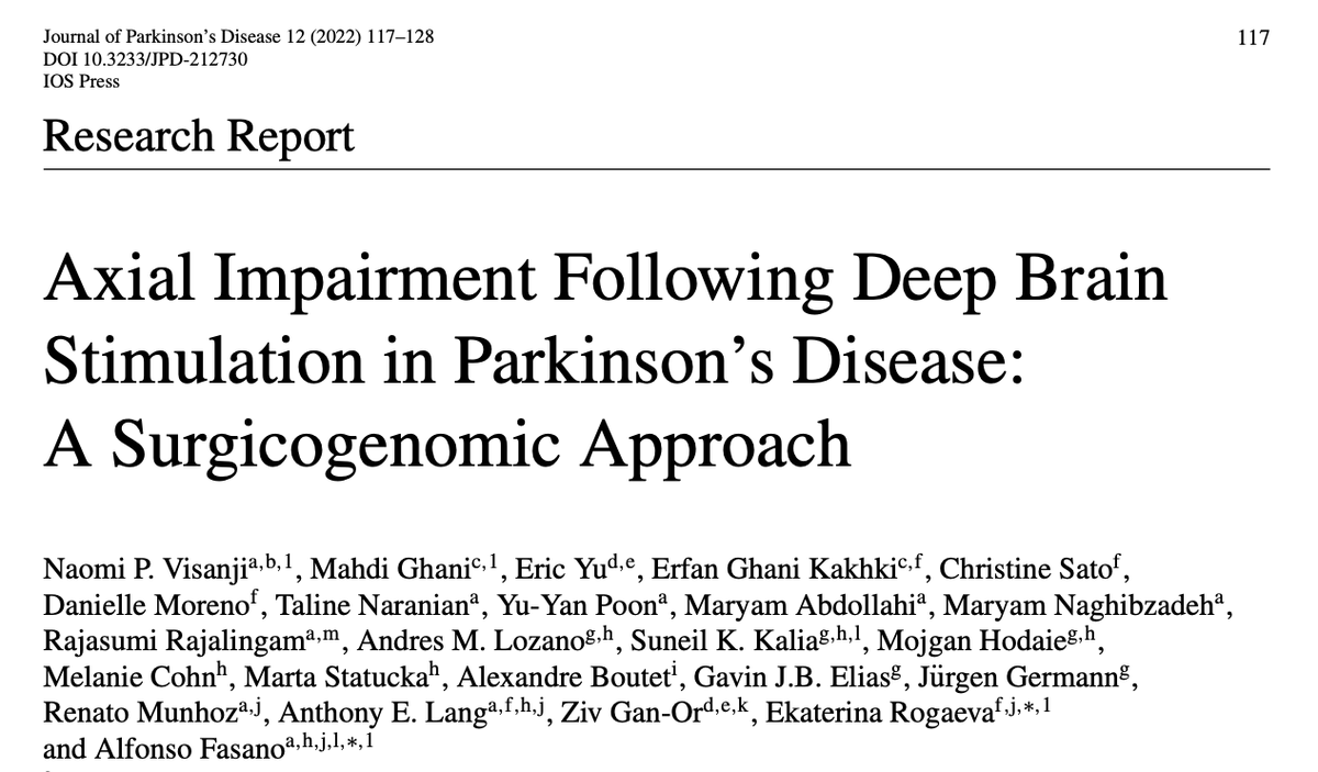 journal_PD's tweet photo. Visanji et al report a "surgicogenomic" approach that, once validated in independent populations, may improve patient selection for deep brain stimulation surgery. Read the #openaccess study here: https://t.co/QSo3ie5fUs #Parkinsons #journalPD https://t.co/I14C1oWgaN