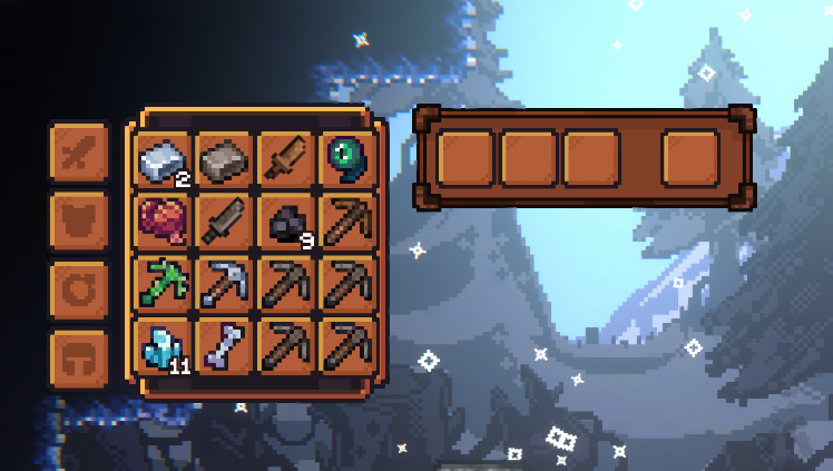 the inventory is system is also almost done! (background UI graphics will change) #pixelart #gamedev #indiedev #devlog #aseprite #unity2d