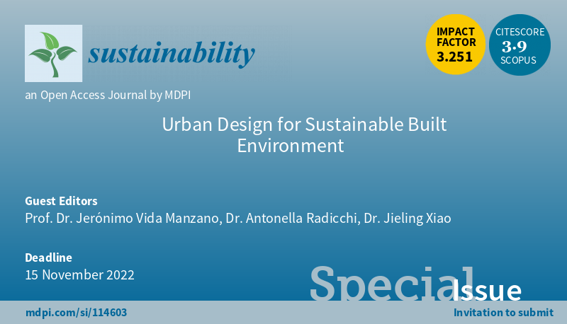 Antonella Radicchi, PhD (@antoradix) on Twitter photo Are you focusing on #urbandesign & #sustainability through the lens of the #regenerative and #sensory sustainability paradigms?
J. Vida Manzano <a href="/CanalUGR/">Universidad Granada</a>, <a href="/jielingxiao/">Dr. Jieling Xiao</a> <a href="/MyBCU/">Birmingham City University</a> & I <a href="/TUBerlin/">TU Berlin</a> have launched a <a href="/Sus_MDPI/">Sustainability</a> C4P that might be of interest to you!πmdpi.com/journal/sustaiβ¦ Are you focusing on #urbandesign & #sustainability through the lens of the #regenerative and #sensory sustainability paradigms?
J. Vida Manzano <a href="/CanalUGR/">Universidad Granada</a>, <a href="/jielingxiao/">Dr. Jieling Xiao</a> <a href="/MyBCU/">Birmingham City University</a> & I <a href="/TUBerlin/">TU Berlin</a> have launched a <a href="/Sus_MDPI/">Sustainability</a> C4P that might be of interest to you!πmdpi.com/journal/sustaiβ¦