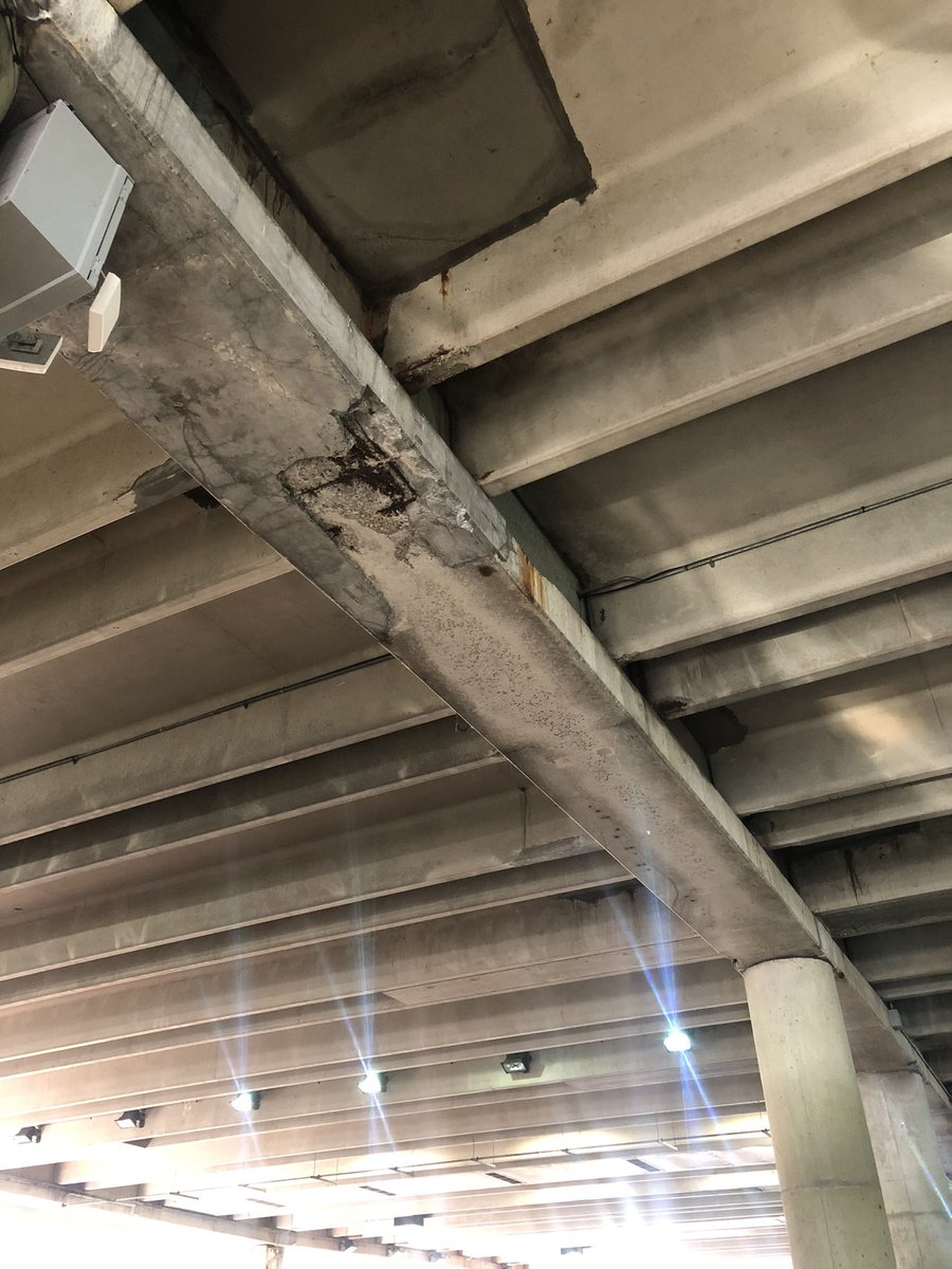 chipnator's tweet photo. Spalling of the concrete beam in alewife station… how is this safe?!?! https://t.co/M3Uoyu2YH8
