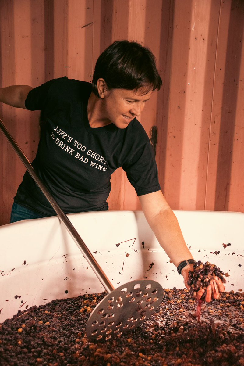 Swartland's tweet photo. It is Monday!  Take the punch...
This time of the year Lieze Norval, the winemaker at Nativo, gets her daily workout doing punch downs in the cellar.    Nativo is an organic and biodynamic certified producer and is situated 13km outside Malmesbury in the #Swartland https://t.co/nQFEnCMXAA