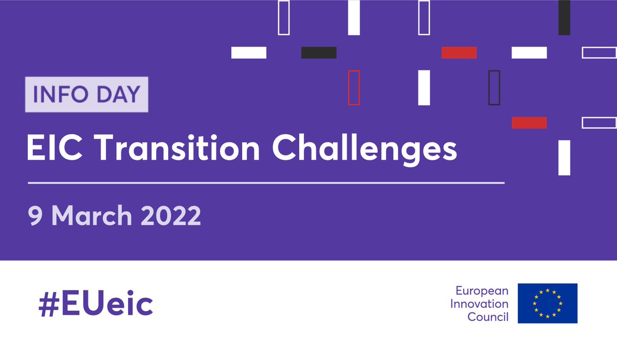 Curious about #eicTransition and how can it help your #innovations❓

Join the dedicated #EUeic webinar 💻 on 𝟗 𝐌𝐚𝐫𝐜𝐡 to learn more about the 3️⃣ Transition Challenges from the EIC Programme Managers.

See the full agenda and register here 👉 europa.eu/!yTmYp3