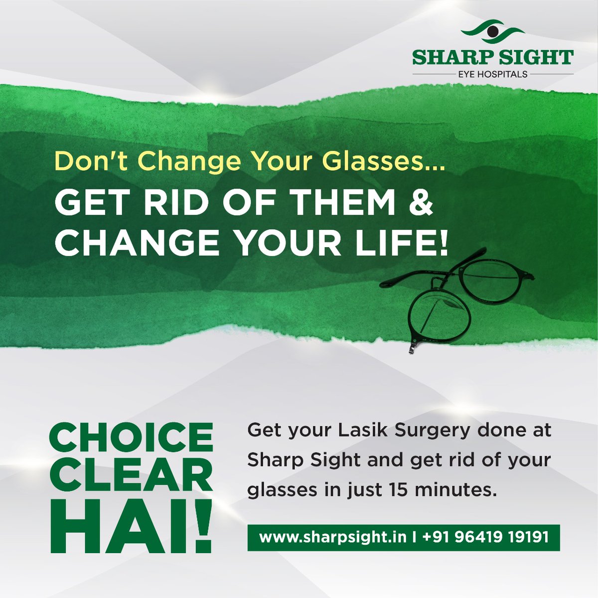 sharpsightdelhi's tweet photo. All it takes is 15 mins to achieve a perfect vision! Book an appointment for Lasik Surgery today at one of the country's best eye hospital, Sharp Sight Eye Hospitals and change your life.
#Lasik #removespectacles #removeglasses #bettervision #clearvision #aaoacchadekhein https://t.co/Kl459rlIQi