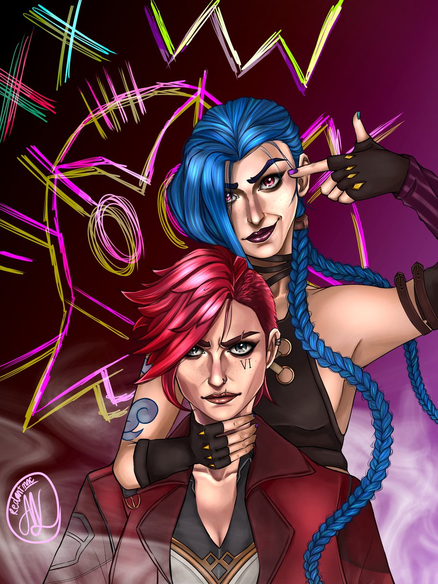 redartmnc's tweet photo. Oh oh the misery. #arcanefanart #arcane #LeagueOfLegendsFanArt #vinx #jinx #vi https://t.co/hcSdPv2ctU