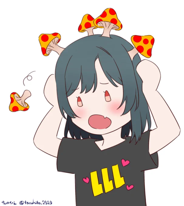 頭にマッシュ生える栞子
