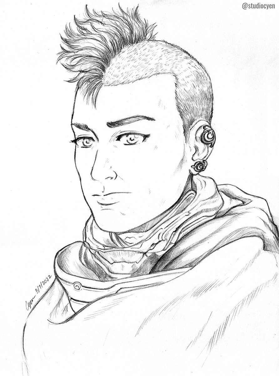 studiocyen's tweet photo. Drifter Bob in pencils #thenewwar #warframespoiler #cyenart https://t.co/IU6smPMVX0
