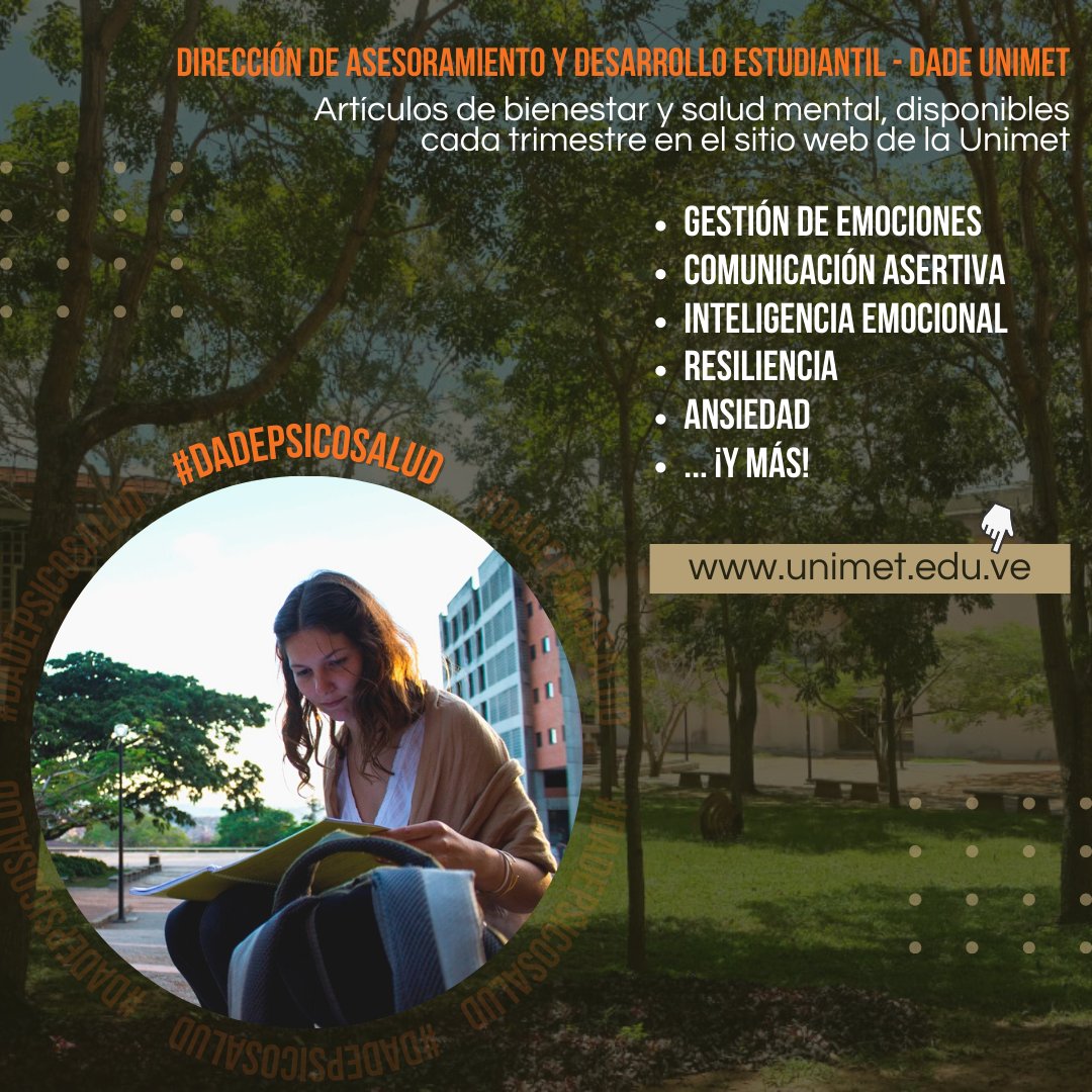Unimet's tweet photo. ¿#SabíasQue en https://t.co/ruvcJPuDLN puedes encontrar artículos sobre bienestar y salud emocional? @DADEUnimet cuenta con un nuevo espacio en el que, de forma práctica y sencilla, conocerás herramientas para favorecer tu bienestar  👉 https://t.co/spBrgSLaFG https://t.co/TqM1Ptgnkk