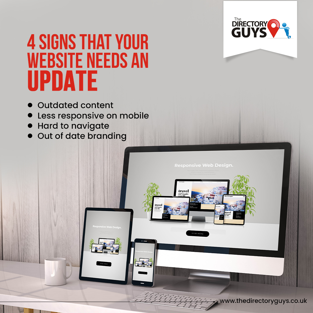 DirectoryGuys's tweet image. There is no better way to boost your business than giving your website a facelift. Here are 4 signs that your website needs an update. 
Visit our website to know more : thedirectoryguys.co.uk
.
.
#websiteupdation #webdesign #webchanges #website #seotip #googlemaplisting