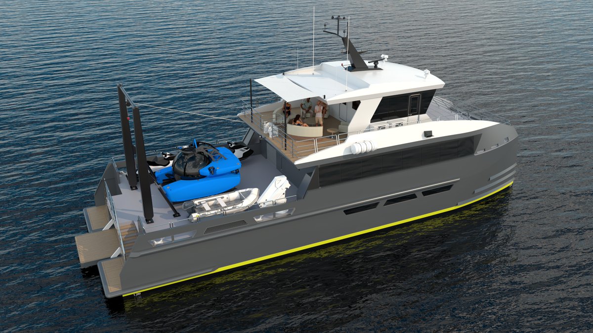 ShadowCatYachts's tweet photo. SHADOWCAT & @tritonsubs announce a new concept 24m #SHADOWLARK. Designed by @incatcrowther, SHADOWLARK carries a Triton 3300/3 MKII #submersible, which safely dives to depths to 1,000m. #megayacht #superyacht #supportvessel #uhnwi #submarine #diving #oceanexploration https://t.co/2fFibVTLxN