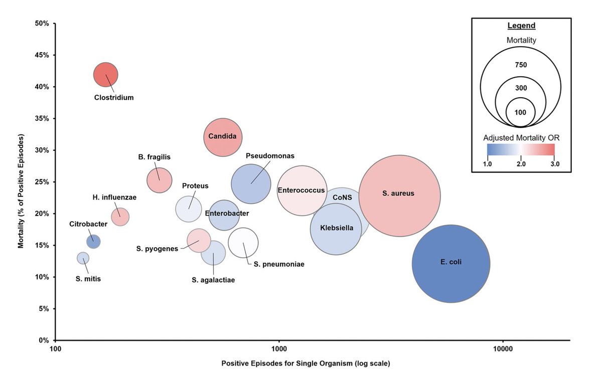 rleguern's tweet image. A very interesting study on bloodstream infections and the odds of mortality with different micro-organisms. Clostridium species were associated with the highest crude mortality rates (42% vs. 17% for all-positive episodes). @JClinMicro #IDTwitter
journals.asm.org/doi/abs/10.112…
