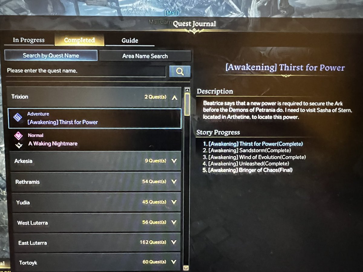 ZurgFX's tweet photo. @playlostark Hello, I just realised my awakening quest got bugged, it’s 4/5 but is alrdy in the completed section and there’s nothing with Beatrice as well (Artillerist &amp; I haven’t get ANY awakening skills yet except for the Energy Field) please fix this.. ID: Landegre, EU West Reth https://t.co/NGqgTkQagn