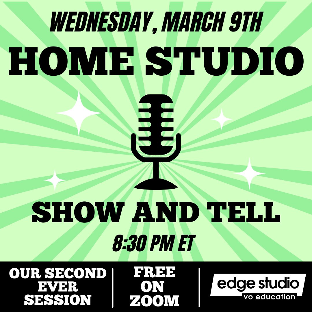EdgeStudio's tweet photo. Last month, we had such a blast at our Home Studio Show &amp; Tell, that we decided to make it a regular thing. We're back on Wednesday night, March 9th, at 8:30 PM ET. Free. #homestudio #edgestudiovo #homestudioshowandtell #studio #producer #recordingstudio #voproduction #recording https://t.co/VwiK1Fgo1n