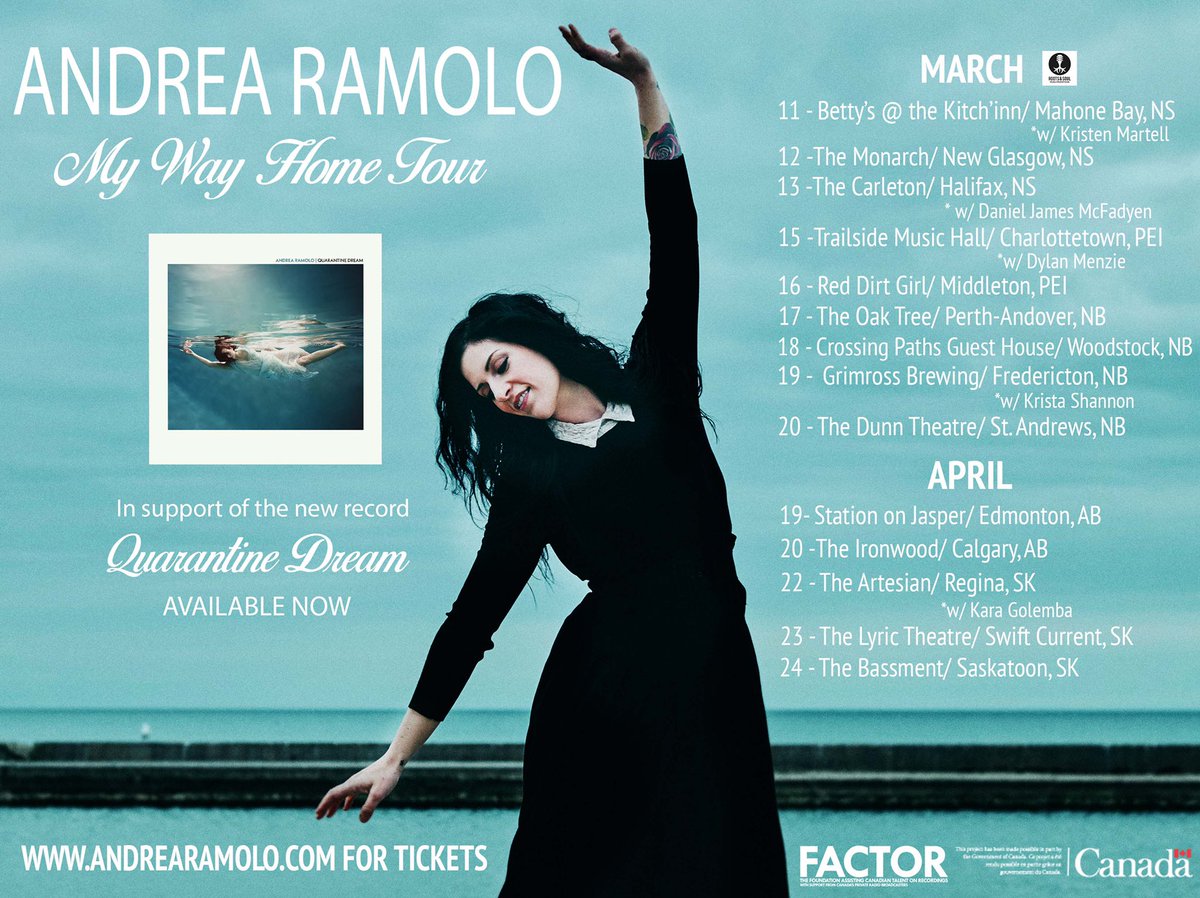 Andrea Ramolo (@andrearamolo) on Twitter photo I canât wait to see the ocean. Tour starts Friday in Nova Scotia. All tickets and info @ AndreaRamolo.com
<a href="/CarletonHalifax/">The Carleton</a> <a href="/Trailside_Cafe/">Trailside Music Hall</a> <a href="/PaddlefestNB/">Paddlefest Music & Nature Festival</a> <a href="/GrimrossBrewing/">Grimross Brewing</a> I canât wait to see the ocean. Tour starts Friday in Nova Scotia. All tickets and info @ AndreaRamolo.com
<a href="/CarletonHalifax/">The Carleton</a> <a href="/Trailside_Cafe/">Trailside Music Hall</a> <a href="/PaddlefestNB/">Paddlefest Music & Nature Festival</a> <a href="/GrimrossBrewing/">Grimross Brewing</a>