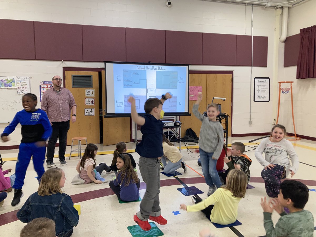 Pure excitement as Mr. Rob Line kicks off the Colebrook March Music Madness! I vote for The Monkeys!! 🙌 ⁦<a href="/WestIrondequoit/">West Irondequoit CSD</a>⁩