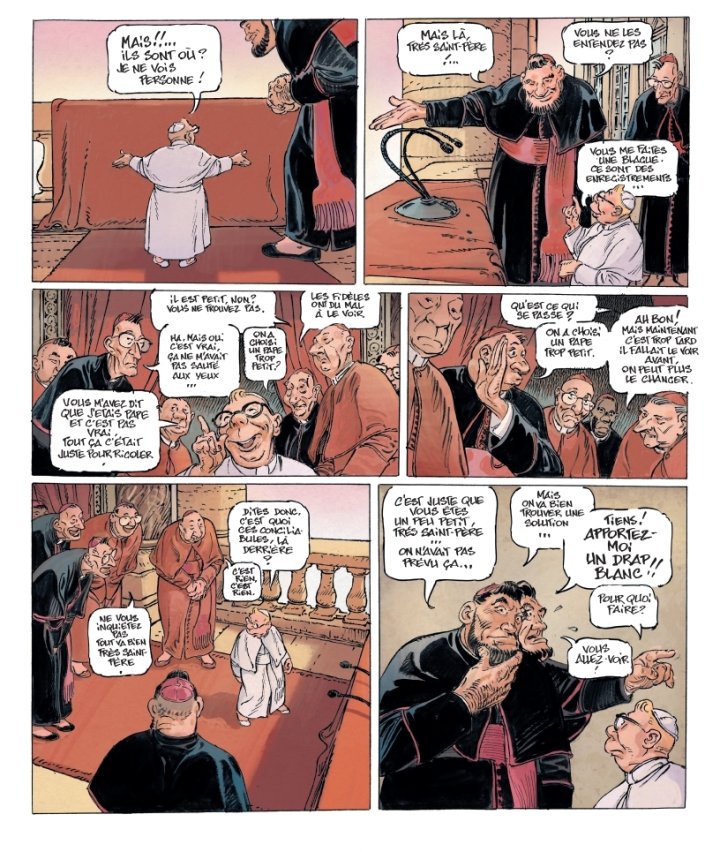 ActuaBD's tweet photo. Le Petit #Pape Pie 3,14 – Par Boucq – @LeFluideGlacial
#Boucq fait l’actualité. Après « Un Général, des généraux » aux éditions du Lombard, il s’illustre seul dans de courtes histoires humoristiques. Dans la tradition #potache, #humour et #dérision.
https://t.co/Rn1wgrssLq https://t.co/bY8DMBncuK