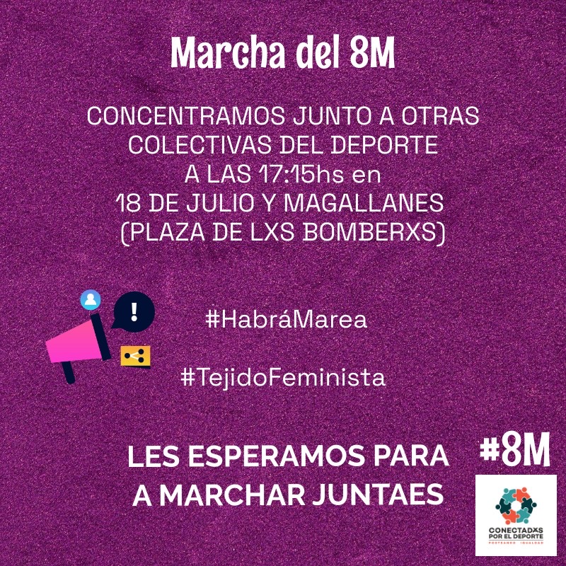 conectadesuy's tweet photo. 8M
Concentramos con otras colectivas, mujeres y disidencias del ámbito deportivo.
17:15hs en 18 de Julio y Magallanes
El deporte sera Feminista, diverso y antipatriarcal
#tejidofeminista8m https://t.co/9Gspbtp5lN