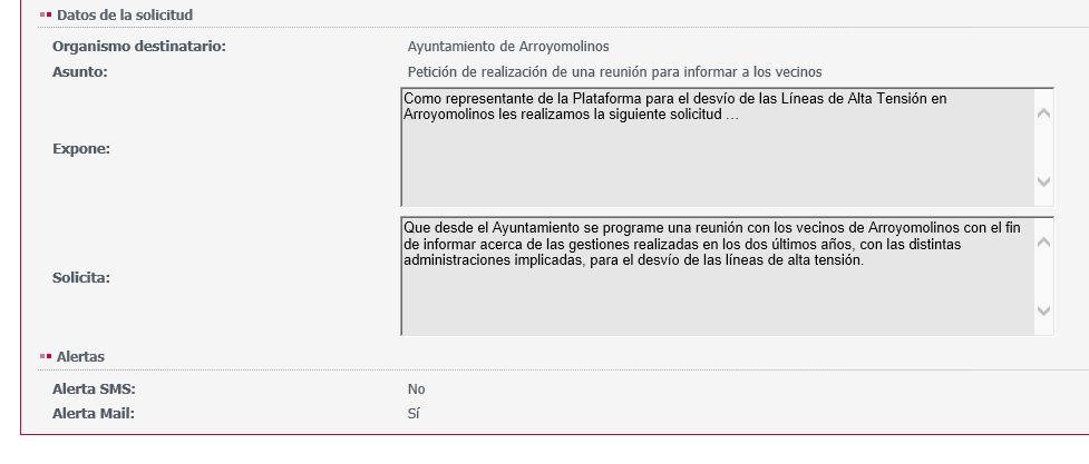 Dado el "interés" mostrado en la reunión de la plataforma por los concejales del equipo de gobierno por informar a todos los vecinos sobre cómo van sus gestiones, hemos solicitado al Ayuntamiento que organice una reunión para todos 
#todosvivimosbajoloscables #fueratorresdearroyo