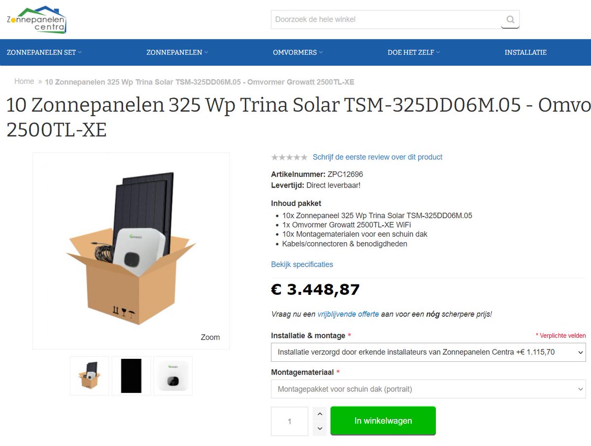 CornelissenPaul's tweet photo. Een zonnepaneel van €149 levert tegen de huidige stroomprijs ongeveer €250 per jaar aan stroom!

Een set van 3250Wp van €3449 levert tegen de huidige stroomprijs ongeveer €2200 per jaar aan stroom! Terugverdiend in minder dan 2 jaar!🤯 https://t.co/0yxBI7LmDX