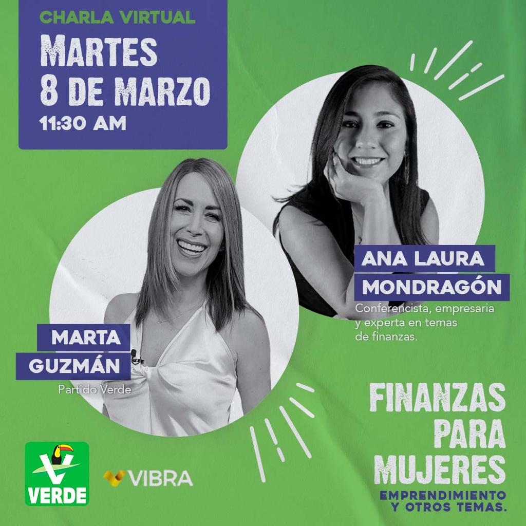 partidoverdemex's tweet photo. El Partido Verde @MartaGuzmanOf y @LauMondragon invitan a todas las mujeres, a esta charla virtual que se llevará a cabo el día de mañana por las plataformas de redes sociales de este Partido, en el marco del #DiaInternacionalDeLaMujer 
#Igualdad 
#JUSTICIA 
#Empoderamiento https://t.co/HwAl6LowVY
