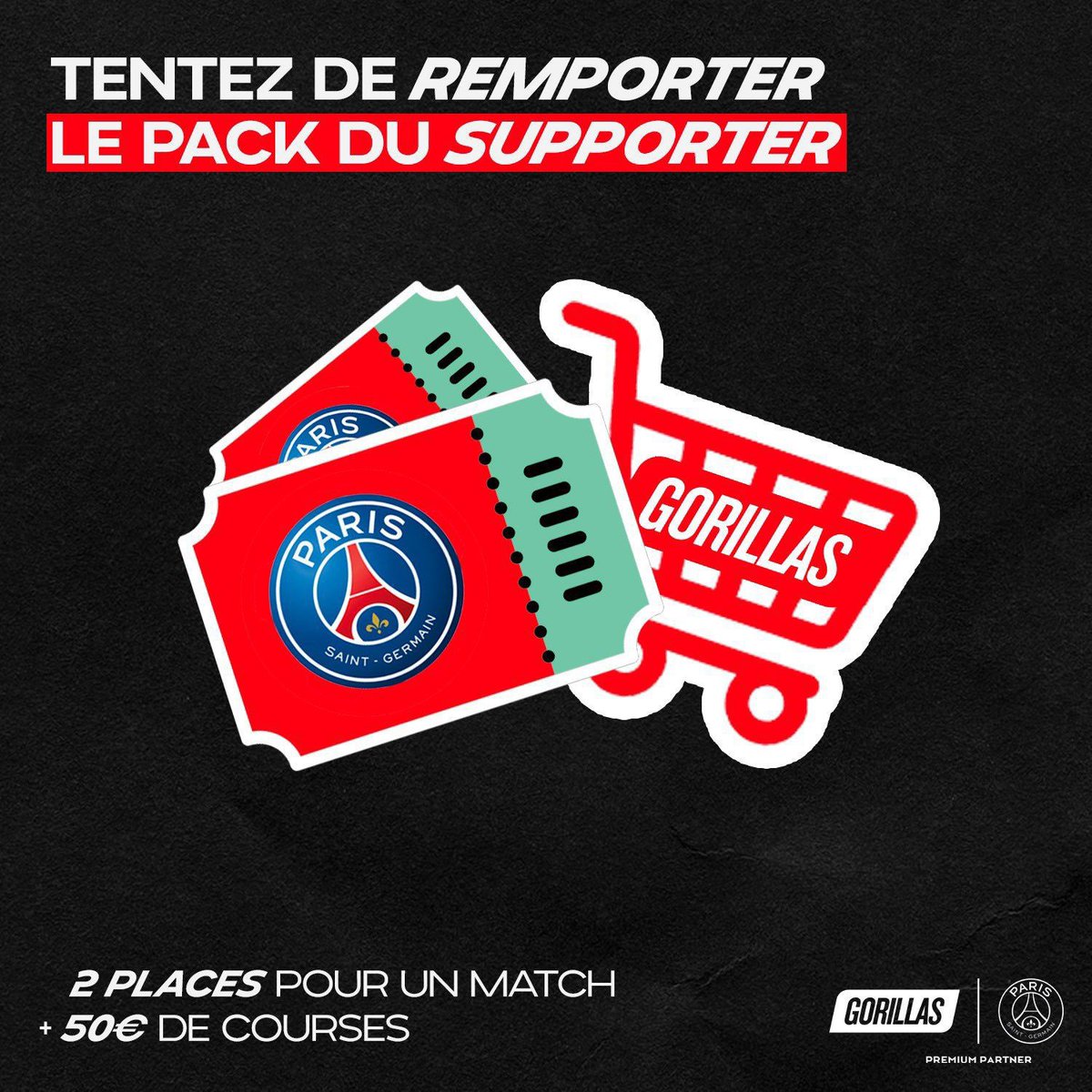gorillasapp_fr's tweet photo. 🎁 À GAGNER :

🎟🎟 2 places pour le match PSG-Bordeaux de dimanche.
➕
🧺 Un panier Gorillas d'une valeur de 50€ 🔥

🔁 RT + FOLLOW @gorillasapp_fr

Tirage au sort vendredi (le 11/03) https://t.co/an1XUwNXhO