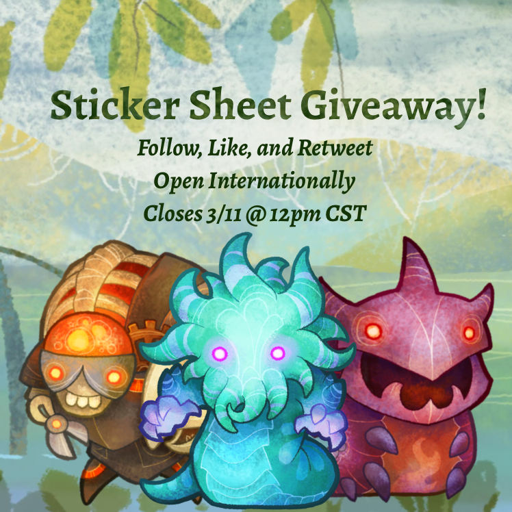 Sticker Sheet Giveaway!!

We're giving away a free set of Elemental Spirit and Baby Monster stickers! Rules below.

#GiveawayAlert #vinylsticker #indiegame