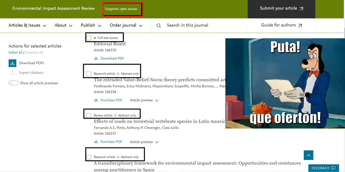 Encuentra una revista "open access": Solo la página que trae el comité editorial es de acceso abierto