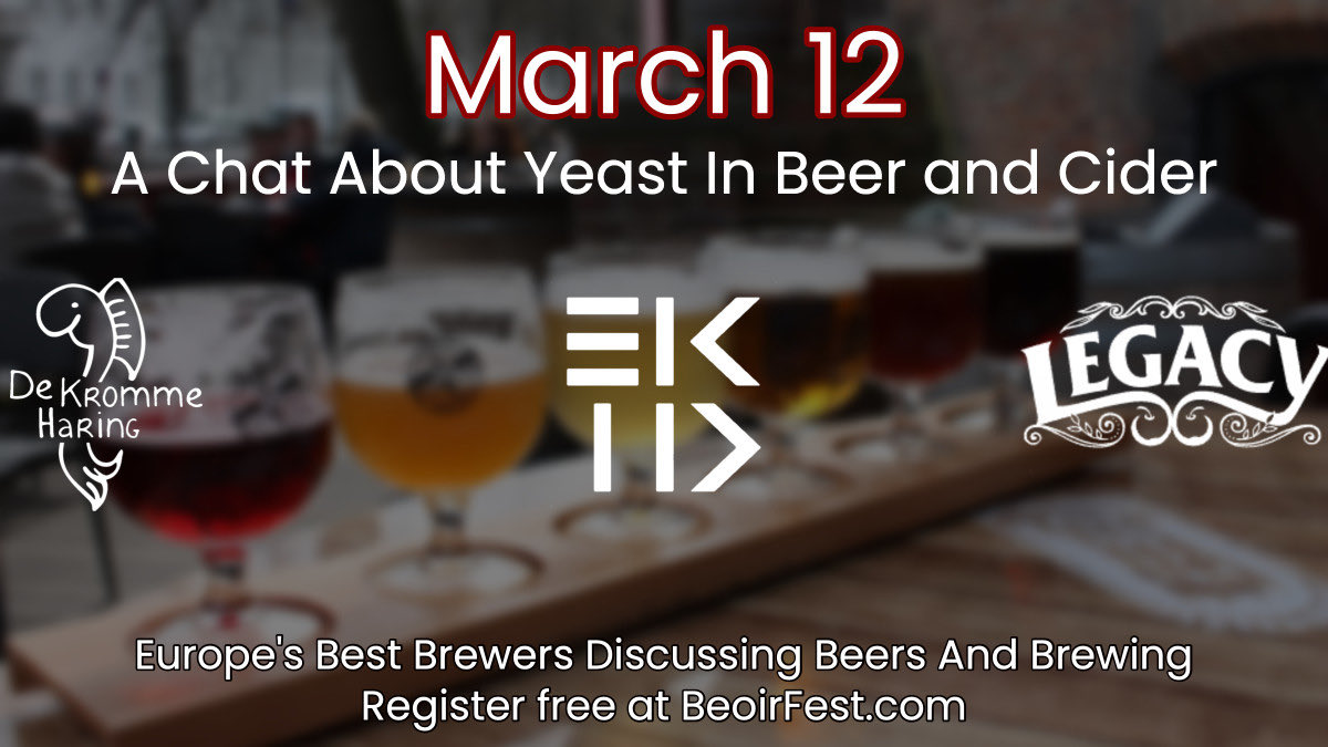 BeoirFest's tweet photo. This Saturday we’ll be chatting yeast.

 @dekrommeharing and Eik+Tid will bring the beer experience while @LegacyCider will bring a cider perspective.

I think it’ll be a fascinating mix. 

If you’re interested in the role of yeast be sure to join them free. https://t.co/YePjZpvn7H