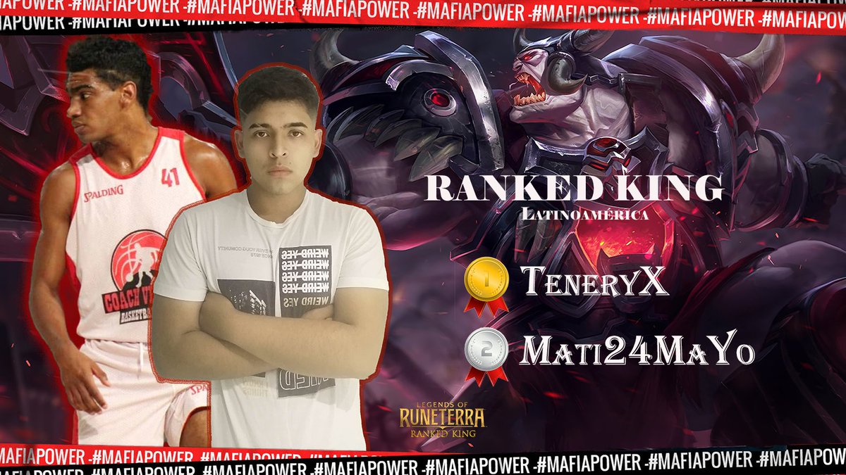 #legendsofruneterra #top #ranked #MafiaPower

Felicitaciones a estos 2 gladiadores que alcanzaron el TOP Ranked de <a href="/LoRLATAM/">Legends of Runeterra LATAM</a>! 🕵️

🥇 <a href="/Teneryx1/">MF Teneryx</a>
🥈 <a href="/mcchileno24K/">CS mati24mayo 🇨🇱</a>

Además de estar dentro de los 5 mejores del servidor de América! 🏆