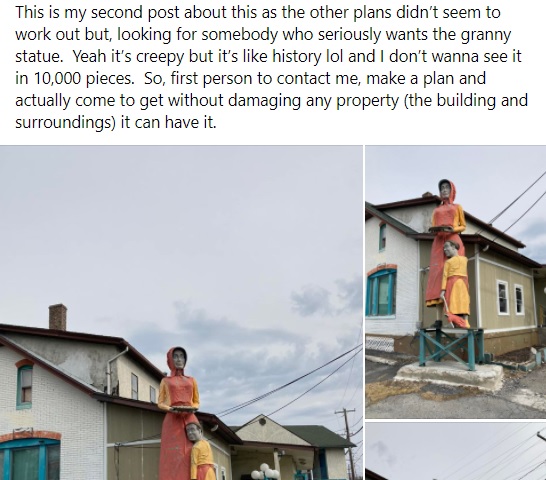 MollyBilinski's tweet photo. Not sure about the story behind this statue, but I'd be interested to hear about it! Any #Skooks know about it? (Screenshot from post in Nosey Neighbors of Schuylkill County Facebook group) https://t.co/zAowDbeJqv