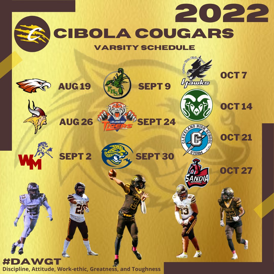 2022 Schedule
<a href="/cibolafootball/">Cibola Football</a> <a href="/CoachRodWill/">Rod Williams</a> @IBthecoach