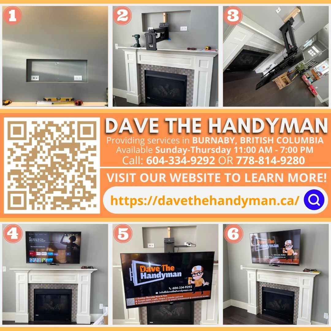 Mounting a TV above the fireplace but having trouble because of the alcove? Worry no more, Dave the Handyman can help you out!

Call me now at 604-334-9292

#davethehandyman #vancouver #westvancouver #tvmounting #furnitureassembly #Burnaby #realestatevancouver #realestateburnaby