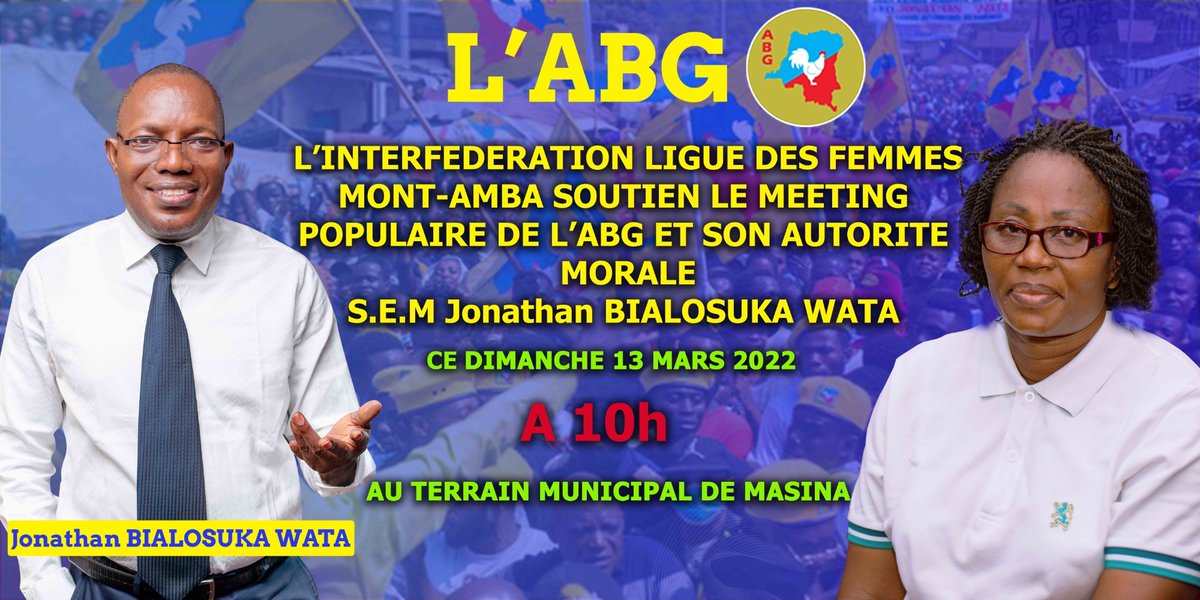 PazMiluta_pm's tweet photo. L'interfederation de Mont Amba ligue des Femmes avec sa présidente Peshanga Minga José, Soutien le meeting de L’ABG de ce dimanche 13 mars 2022 au terrain municipal de Masina https://t.co/FD7MOwIFCg