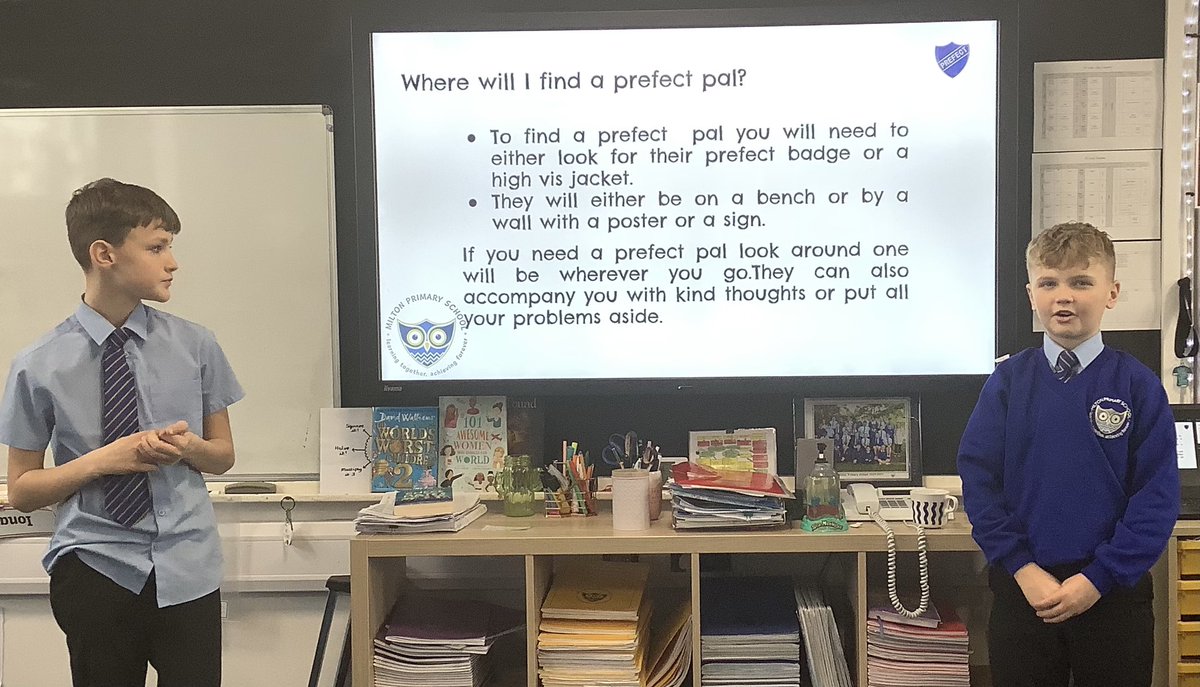 Our Pupil Leaders and Prefect Team presented to Mrs Burke on their  new initiative of Prefect Pals😀 We can’t wait to introduce Prefect Pals to all members of Milton Primary <a href="/MiltonPrimary17/">Milton Primary</a>