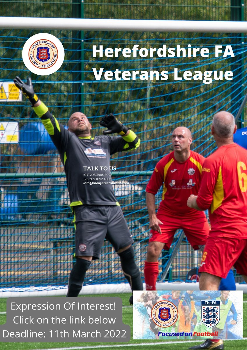 HerefordshireFA's tweet photo. The Herefordshire Veterans League will be restarting this June! 

Open to everyone 35+ Years of age ⚽

Register your teams interest below 👇

https://t.co/z12FoCOMVm https://t.co/QOWLd4PhVq
