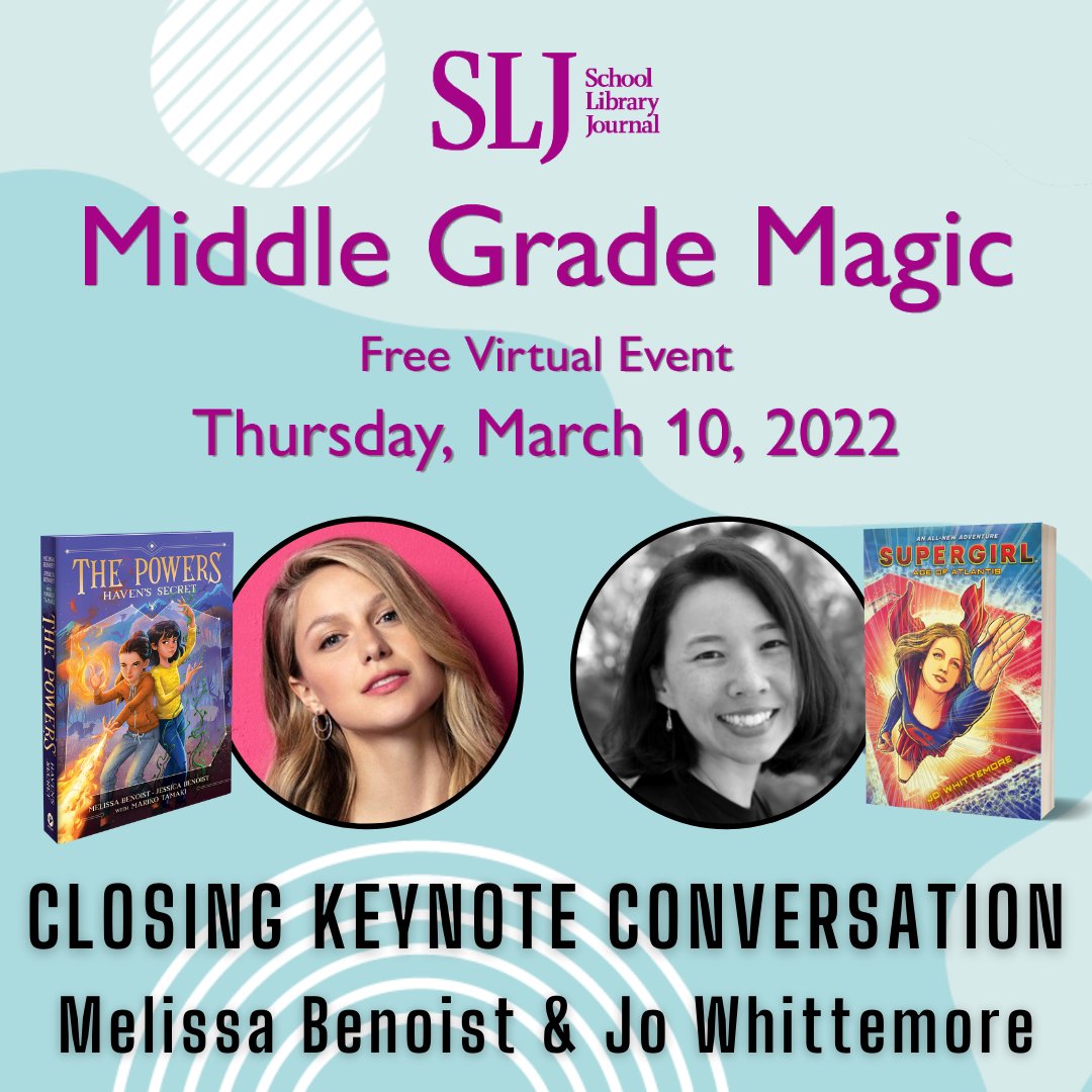 JoWhittemore's tweet photo. Super friends! This Thursday is @sljournal’s Middle Grade Magic free virtual event, and you’re invited! I’ll be talking with #Supergirl @MelissaBenoist about Haven’s Secret and our 💕love of libraries💕
You can register here: 
https://t.co/bTiUB4UATX https://t.co/Uk8xkrkg8q