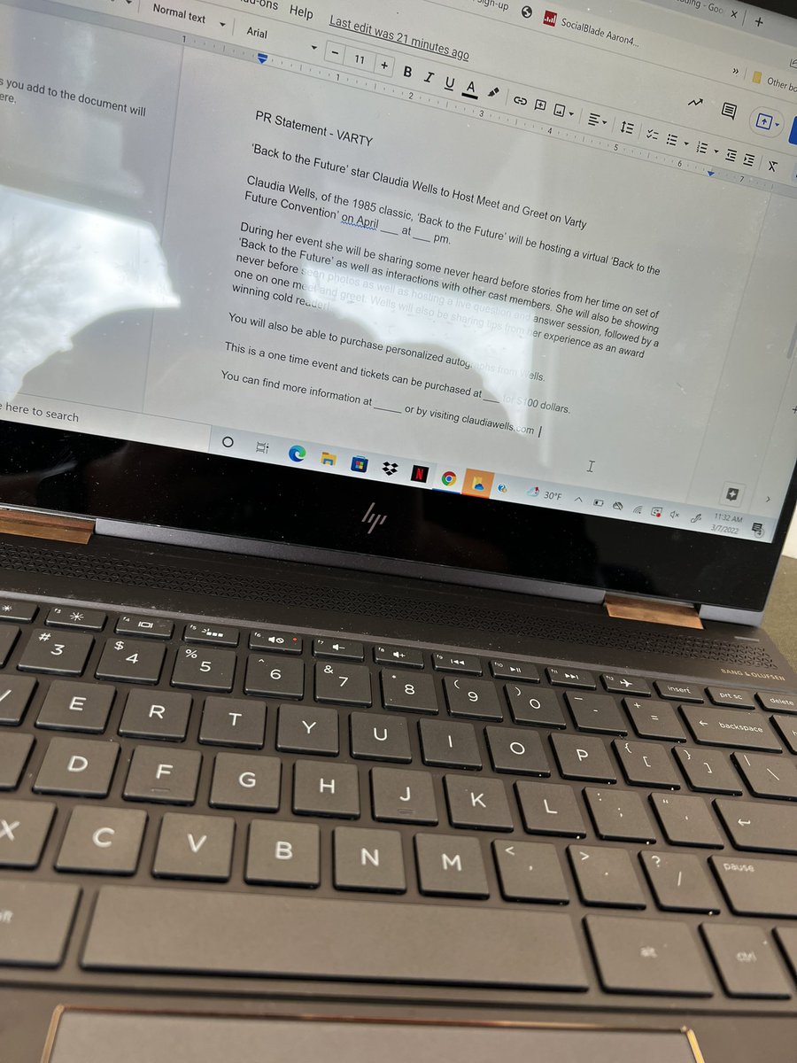joinvarty's tweet photo. Working on a flyer and press release for a huge upcoming event with the one and only @TheClaudiaWells … you won’t want to miss this event!  #backtothefuture #pr #varty #meetandgreet #claudiawells https://t.co/ekNpjuOUXX