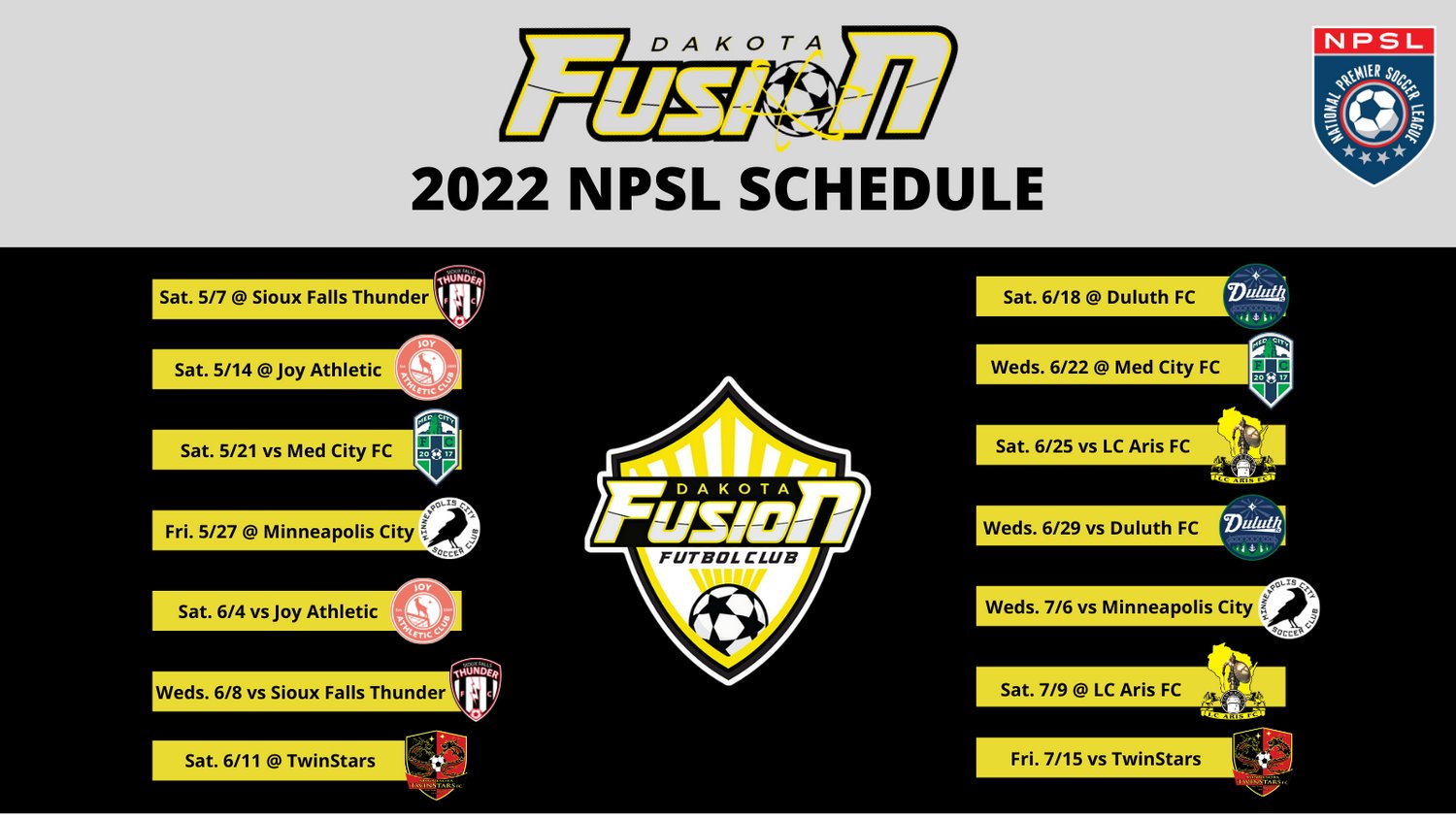 Dakota Fusion FC on Twitter "Men's Schedule Release! We are excited to
