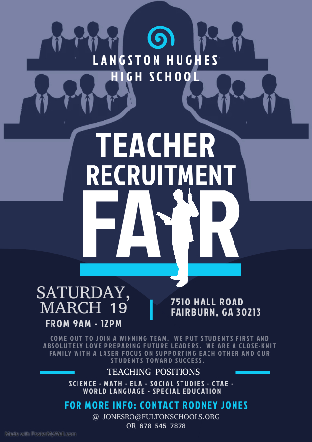 If interested in joining a winning team, please visit with Langston Hughes High School on March 19th.  
We want you!