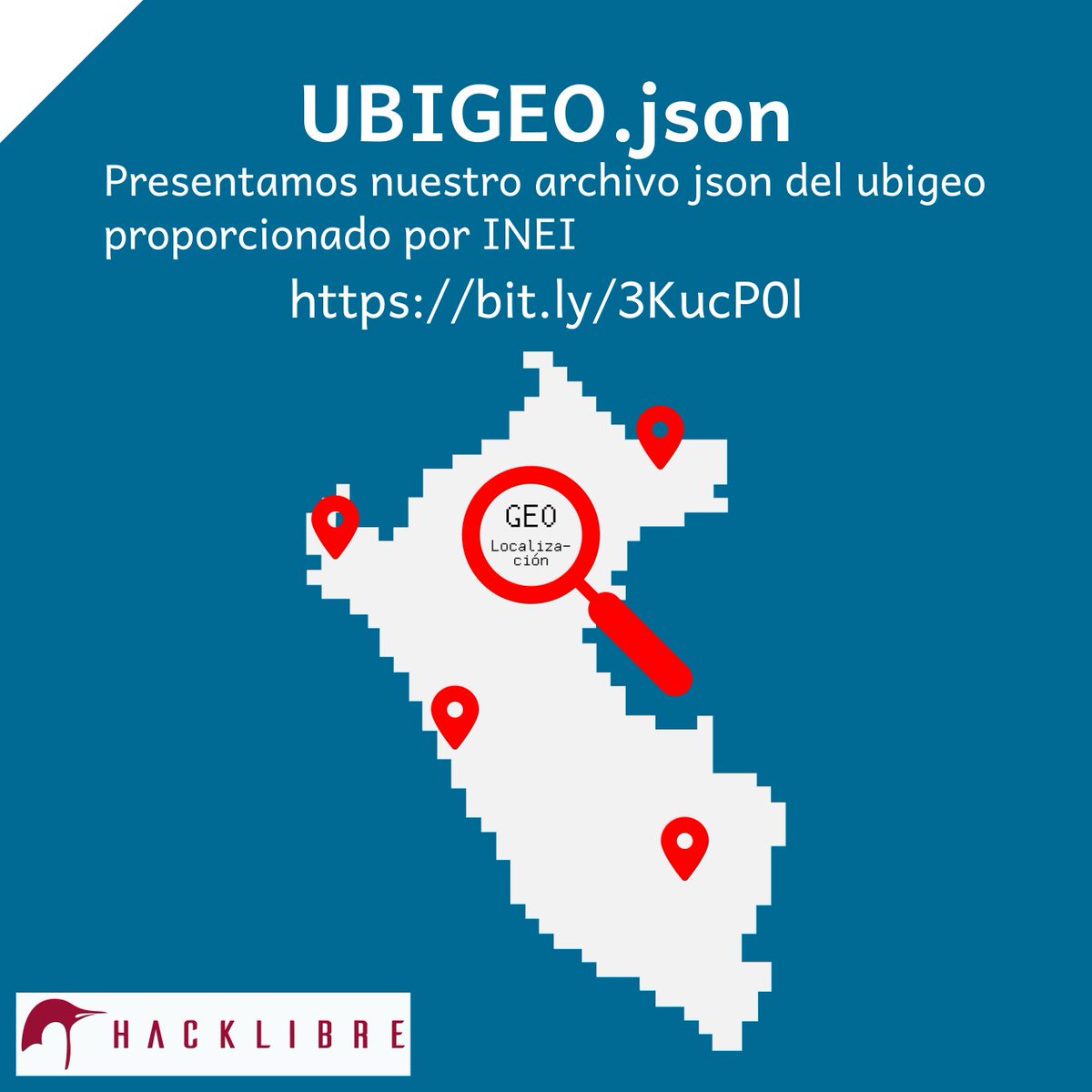 Hacklibre's tweet image. Presentamos nuestro archivo .json con el ubigeo del Perú (departamento, provincia, distrito), con esto queremos facilitar el manejo de estos datos en sus proyectos.
bit.ly/3KucP0l