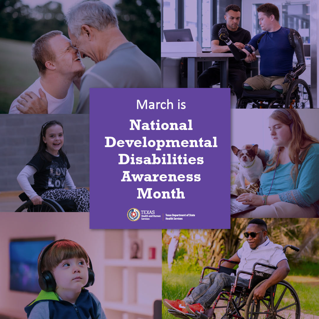 TexasDSHS's tweet photo. It's #DevelopmentalDisabilitiesAwareness Month. In the U.S., 1 in 6 children have one or more developmental disabilities.

DSHS supports inclusivity with services for early identification and for people with developmental disabilities: https://t.co/l2I7sbC3m2

#DDAwareness2022 https://t.co/s3oRtmLgSD
