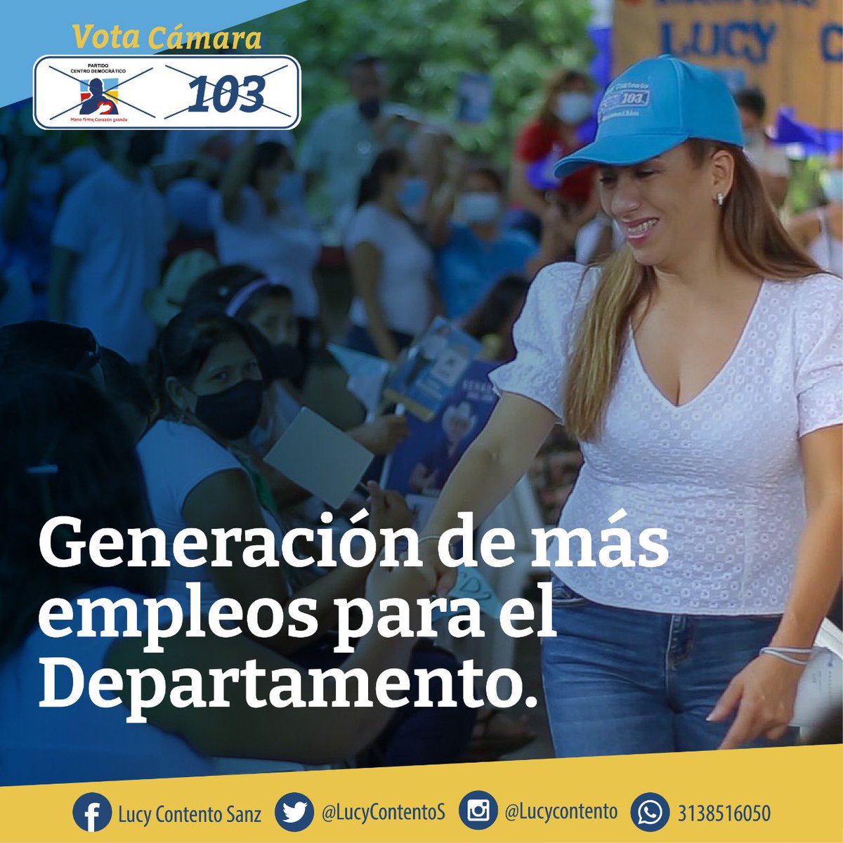 LucyContentoS's tweet photo. Desde el congreso lideraré procesos legislativos que conlleven a la generación de más empleos para el departamento.

Este 13 de marzo, vota @CeDemocratico 103 🗳

#CD103 #CentroDemocrático103 #CentroDemocrático #Elecciones2022 #RescatemosElMeta https://t.co/hBX36n0I3t