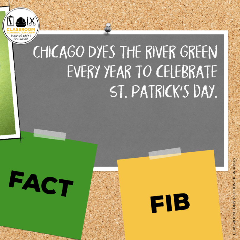 ClassroomCrews's tweet photo. Get your students to have #authentic #discussion around St. Patrick's Day with Did You Know? May your day be touched by some Irish luck.🍀

https://t.co/Cs7OqrZZLG

#didyouknow #StPatricksDay #teacherspayteachers #tpt @TpT_Official #chicagoriver #factorfib #bellringer #warmup https://t.co/NGujAGwieW