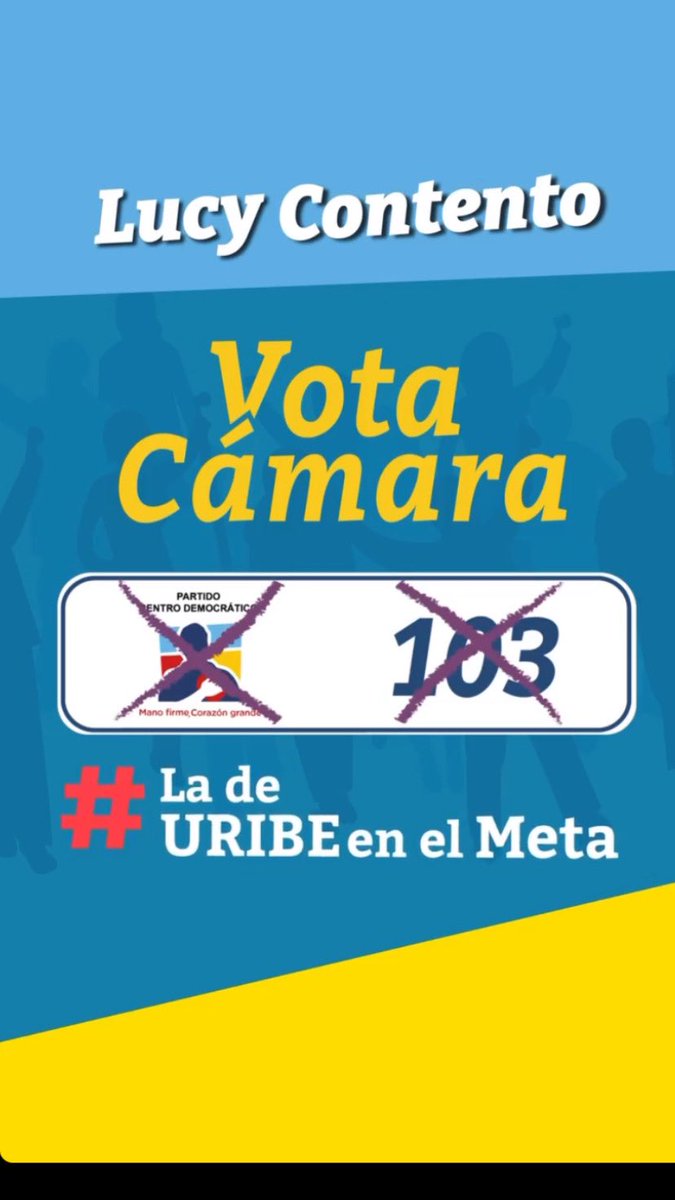 LucyContentoS's tweet photo. Este 13 de marzo, todos tenemos un compromiso con la democracia. 

Vota @CeDemocratico 103 🗳

#CD103 #CentroDemocrático103 #CentroDemocrático #Elecciones2022 #RescatemosElMeta https://t.co/A3GFFur8jA