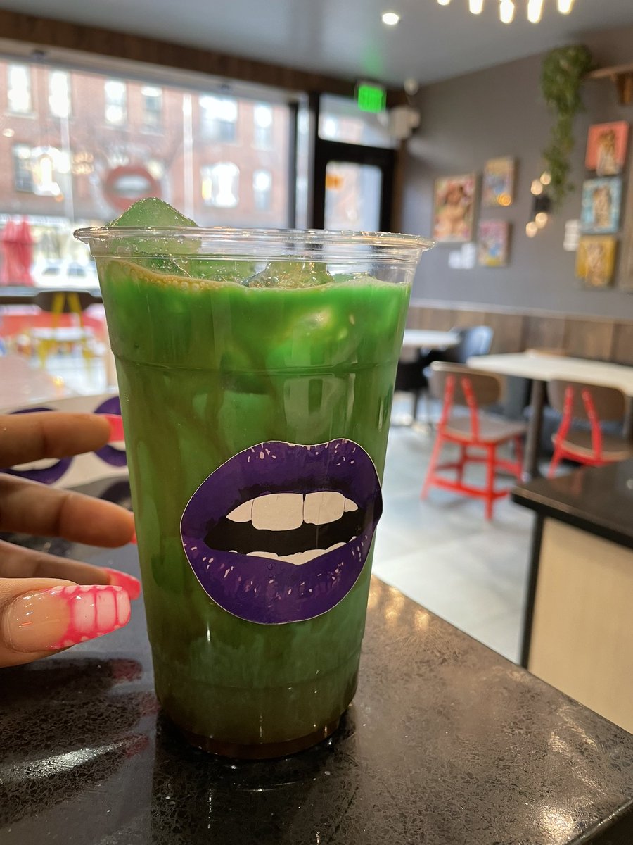 badasssju's tweet photo. Camouflage Iced Latte from Brooklyns fav barista at Brooklyns fave cafe! 🧚🏾 https://t.co/nKFMiNZBQd