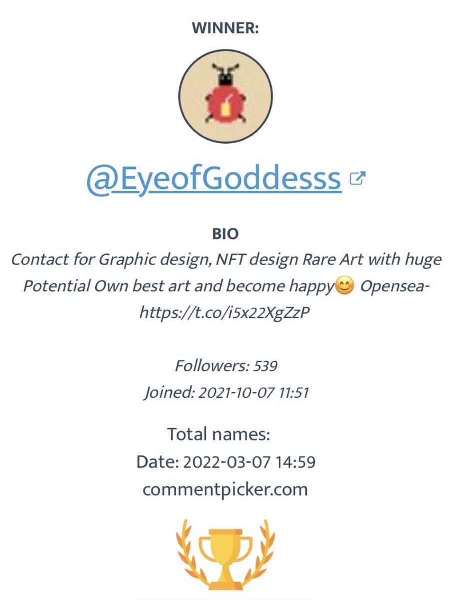 OUgayn's tweet photo. 🥳🥳🥳 the #Giveaway is over! We have a winner! Congrats to @EyeofGoddesss !!! We will contact you shortly to arrange the transfer of the #NFT https://t.co/JMRL66f4xW
