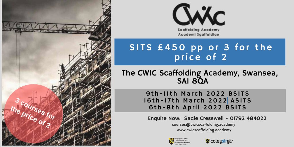 ** 3 for the Price of 2 on SITS Courses **

Last minute availability this week 9-11th March.

Enquire Today! 👷‍♀️👷