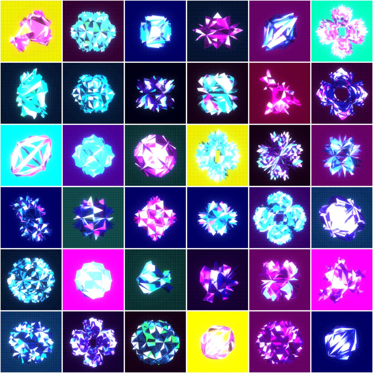 LukaPiskorec's tweet photo. Almost done with palette & texture tinkering. Planning to drop these on Tuesday but release for minting only on Wednesday so you get the chance to play with them before buying.
↑ ↑ ↑ ↑ ↑ ↑ ↑
{protocell:labs}
↓ ↓ ↓ ↓ ↓ ↓ ↓
#crystalyx #protocells #fxhash #3bit #WIP https://t.co/noXIlQPRTh