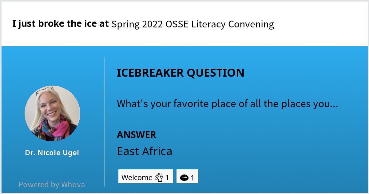 DCPSMiddleELLs's tweet photo. 🔨 🧊 I just broke the ice at Spring 2022 OSSE Literacy Convening! Check out my clever answer! #LiteracyDC #ReimaginingLiteracyDC - via #Whova event app https://t.co/4AFqbcxS7G