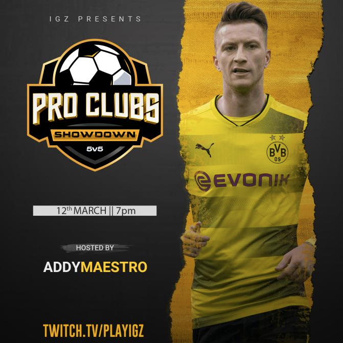 After a chaotic weekend of Grand Royale, Team IGZ presents to you a 5 v 5 Pro Clubs Showdown this Saturday to be hosted by <a href="/addymaestro/">not a streamer maestro</a> yet again👀

More details to follow, stay tuned...