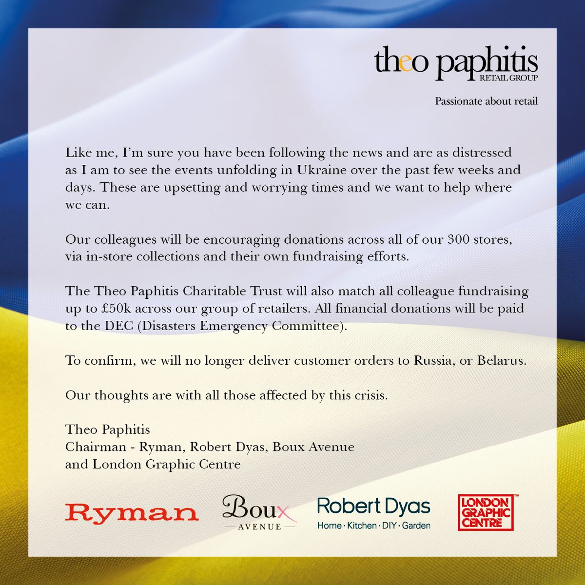I know our colleagues will get behind this 100%, and are all keen to help where they can !
#SupportUkraine